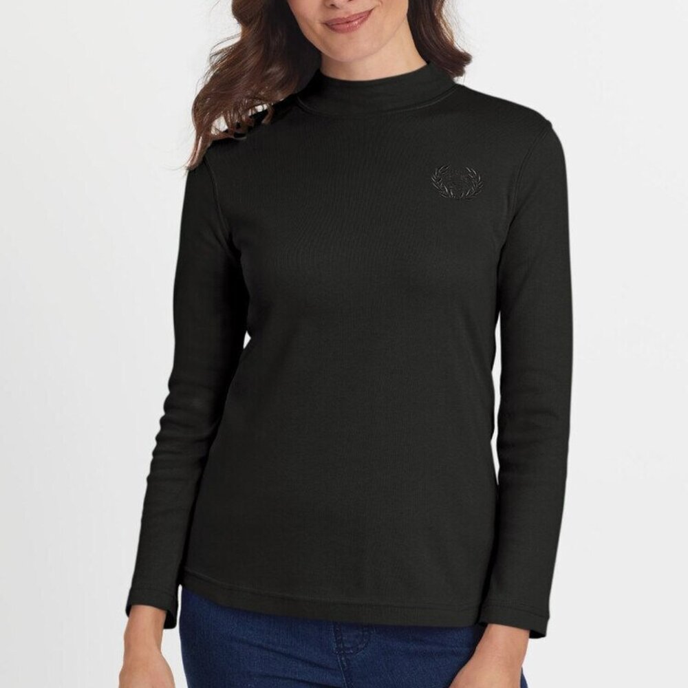 BLAIR ESSENTIAL KNIT MOCK NECK TOP SIZE LARGE BLACK